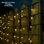 Instalatie de Craciun liniara Yoto, 24 m, din care 1 m cablu priza 220V, 300 LED, 8 jocuri de lumini, beculet in 6 colturi, pentru interior, controler, fir negru, alb cald - imagine 3