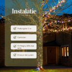 Instalatie de Craciun Liniara Yoto, 50 m, 1 m Prelungitor 220V, 498 LED, 8 Jocuri de Lumini, Controler, Fir Negru, Utilizare Interior/Exterior, Protectie anti-inghet, Fir Cupru, Multicolor - imagine 9