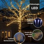 Instalatie de Craciun Liniara Yoto, 50 m, 1 m Prelungitor 220V, 498 LED, 8 Jocuri de Lumini, Controler, Fir Negru, Utilizare Interior/Exterior, Protectie anti-inghet, Fir Cupru, Alb Cald - imagine 5