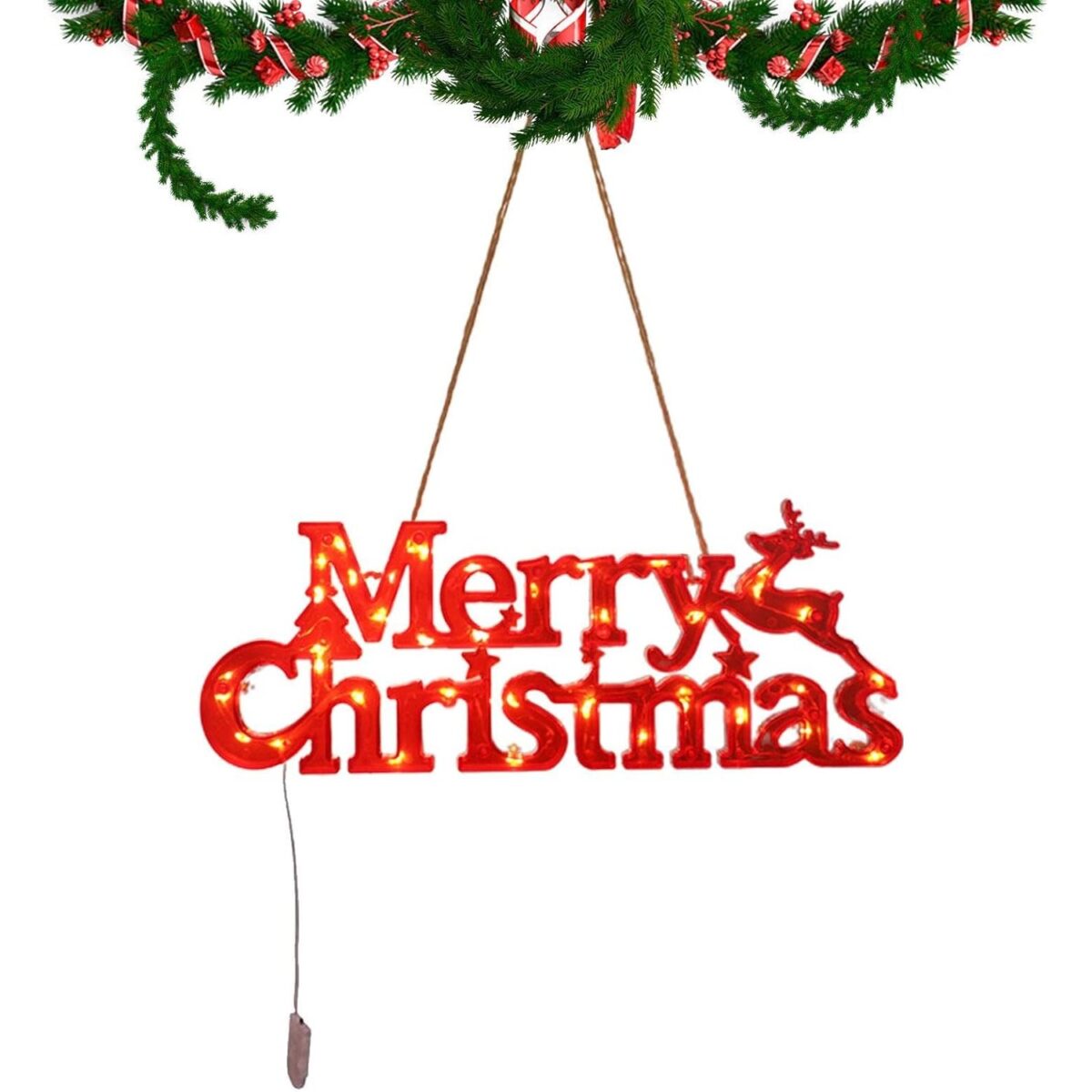 Instalatie LED de Craciun, Embo, Litere 3D, Merry Christmas, Lumina Calda, 27.5 x 10.5 x 1.4 cm, Rosu - imagine 2