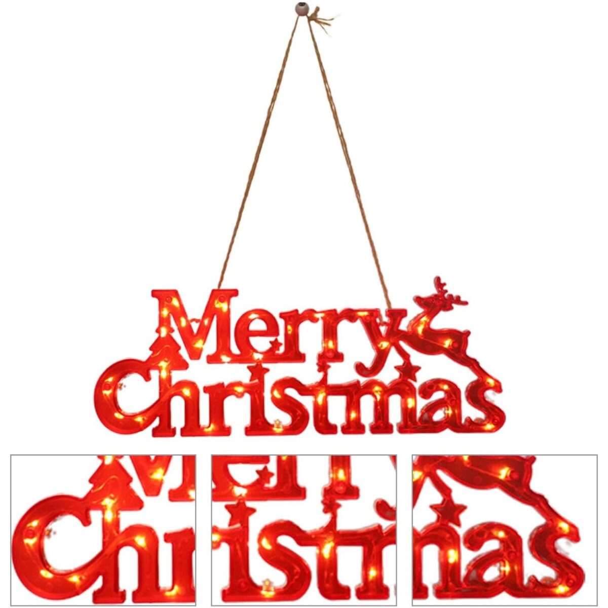 Instalatie LED de Craciun, Embo, Litere 3D, Merry Christmas, Lumina Calda, 27.5 x 10.5 x 1.4 cm, Rosu - imagine 3