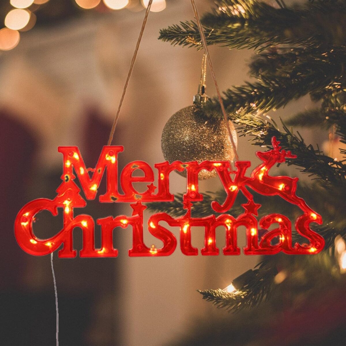 Instalatie LED de Craciun, Embo, Litere 3D, Merry Christmas, Lumina Calda, 27.5 x 10.5 x 1.4 cm, Rosu - imagine 5