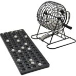 Joc Bingo Embo, din metal, 75 bile albe, portabil, 21 x 21 cm, negru - imagine 6