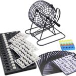 Joc Bingo Embo, din metal, 75 bile albe, portabil, 21 x 21 cm, negru