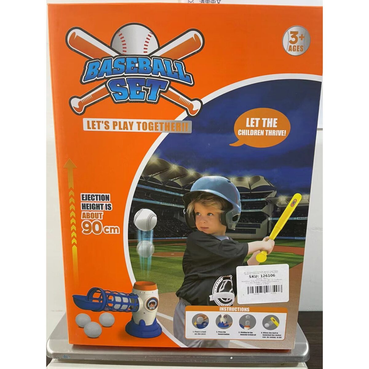 Joc de Baseball Interactiv, Lansator Embo, Aruncare Automata, Include Bata si 5 Mingii, 37 x 23 x 16 cm Baza, 59 cm Bata, Multicolor - imagine 8