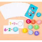 Joc Educational, Embo, Invatare Adunare si Scadere, Cifre din Lemn, 46 Planse, +3 Ani, Multicolor - imagine 3