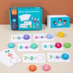 Joc Educational, Embo, Invatare Adunare si Scadere, Cifre din Lemn, 46 Planse, +3 Ani, Multicolor - imagine 6