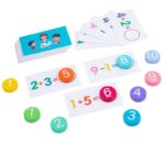 Joc Educational, Embo, Invatare Adunare si Scadere, Cifre din Lemn, 46 Planse, +3 Ani, Multicolor