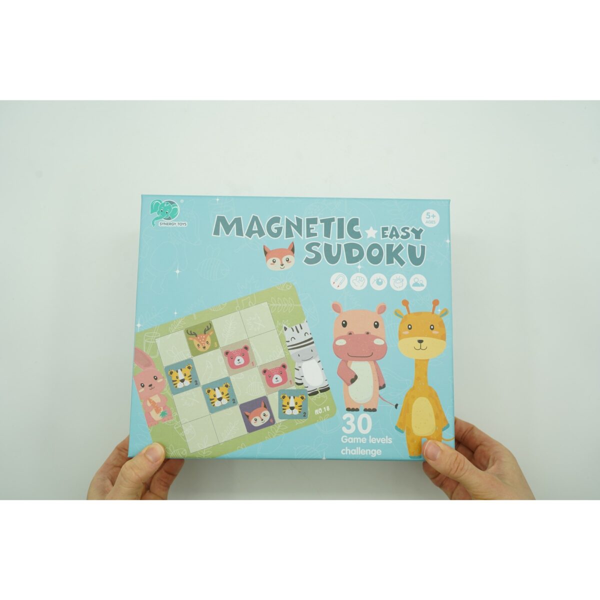Joc educativ Sudoku cu tablita magnetica, 32 de piese, cartonase cu animale, Verde - imagine 8