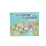 Joc educativ Sudoku cu tablita magnetica, 32 de piese, cartonase cu animale, Verde