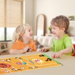 Joc Interactiv, Embo, Covor de Basket 90 x 20 cm, 1-4 Jucatori, +5 Ani, 6 Mingi Incluse, Maro - imagine 2
