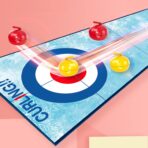 Joc Interactiv, Embo, Covor de Curling 90 x 20 cm, 1-4 Jucatori, +5 Ani, 6 Mingi Incluse, Albastru - imagine 2