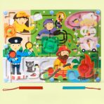Joc Montessori de Sortare Culori, Embo, Creion Magnetic, Tip Labirint Ilustrat, din Lemn, Model Meserii, 39x29x1.5 cm - imagine 3