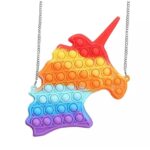 Jucarie antistres din silicon, Embo, Geanta Pop It, Unicorn, Multicolor