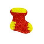 Jucarie antistres din silicon, Embo, Pop It Now and Flip It, Ciorap Craciun, Rosu/Galben