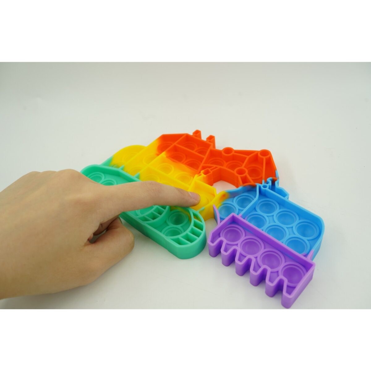 Jucarie antistres din silicon Embo, Pop it Now and Flip It ,Excavator ,Multicolor ,Model 4 - imagine 8