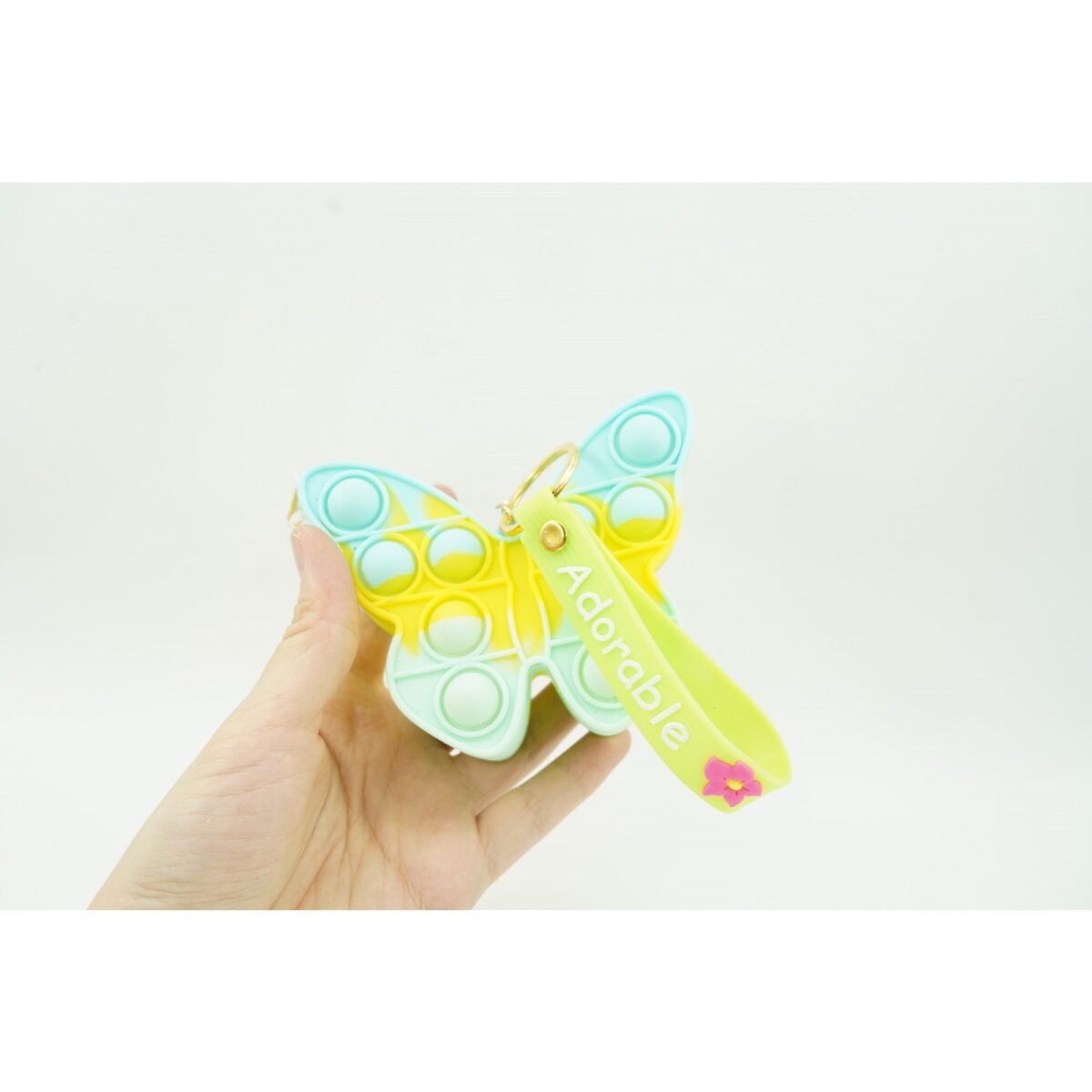 Jucarie antistres din silicon, Embo, Pop It Now and Flip It, Portofel fluturas, Bleu/Galben - imagine 3