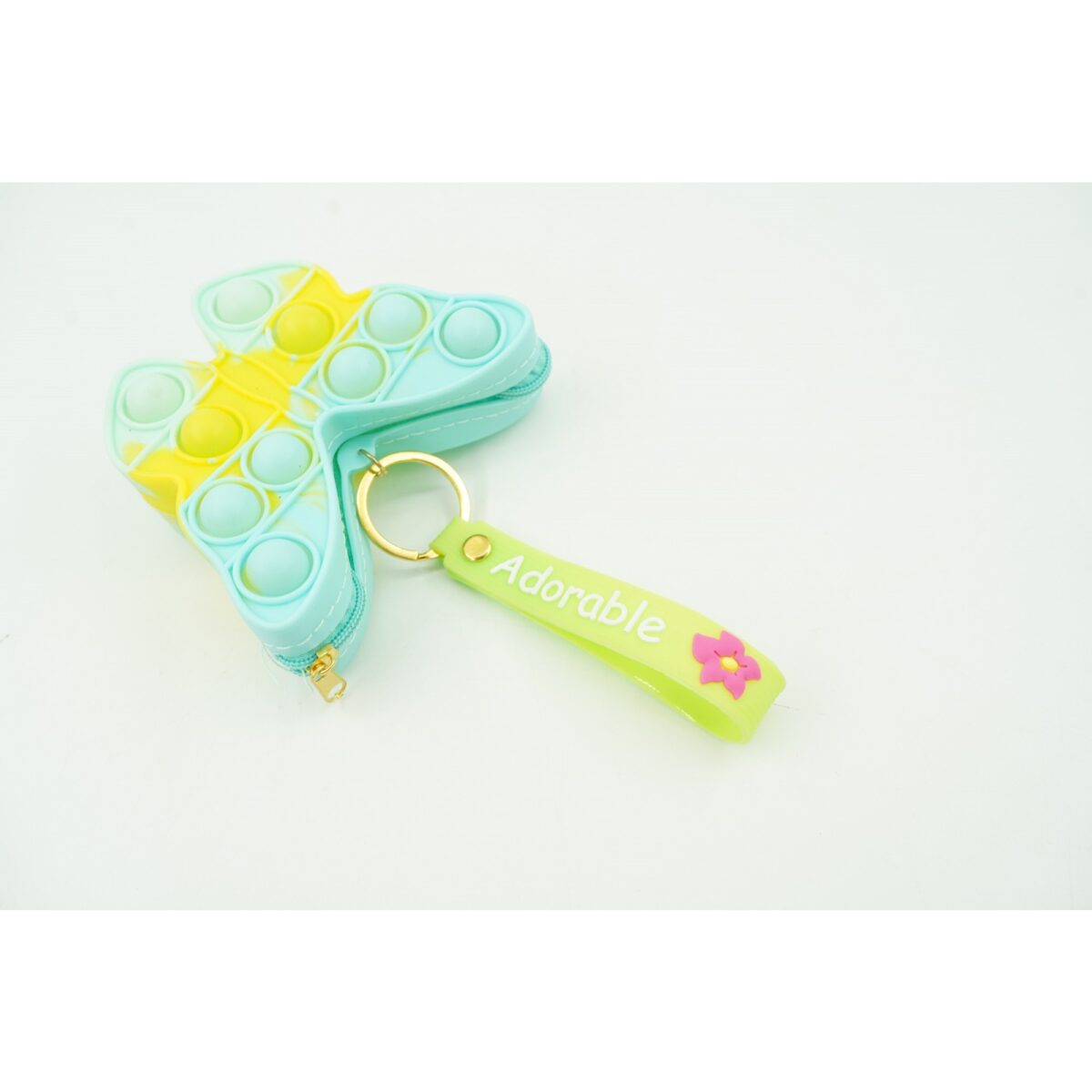 Jucarie antistres din silicon, Embo, Pop It Now and Flip It, Portofel fluturas, Bleu/Galben - imagine 4