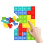 Jucarie antistres din silicon Embo, Pop it Now and Flip It , Puzzle Soft Blocks , 10 piese, Multicolor - imagine 3