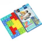 Jucarie antistres din silicon Embo, Pop it Now and Flip It , Puzzle Soft Blocks , 10 piese, Multicolor