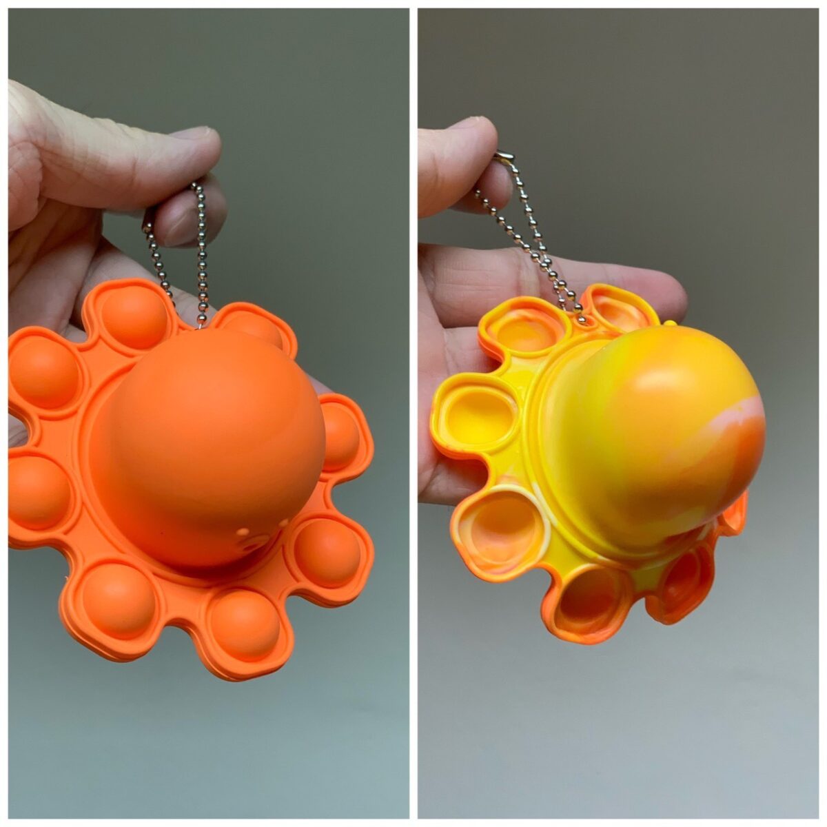 Jucarie Antistres, Embo, Tip Pop It, Caracatita Reversibila, din Silicon, 20 x 10 cm, Portocaliu - imagine 2