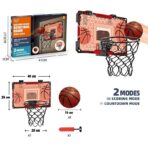 Cos de Baschet pentru Copii, Embo, cu Tablou de Bord Electronic, Minge, Pompa, 2 Moduri, Interior/Exterior, Inel Metalic si Rabatabil cu Arc, Luminos, 41x27.5x5 cm, Multicolor - imagine 2