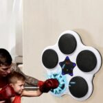 Jucarie de Boxat cu Muzica si Lumini, Embo, Bluetooth, Incarcare USB, Aplicare cu Ventuze, 5 Tinte, 40x38x8 cm, 930 g, Alb