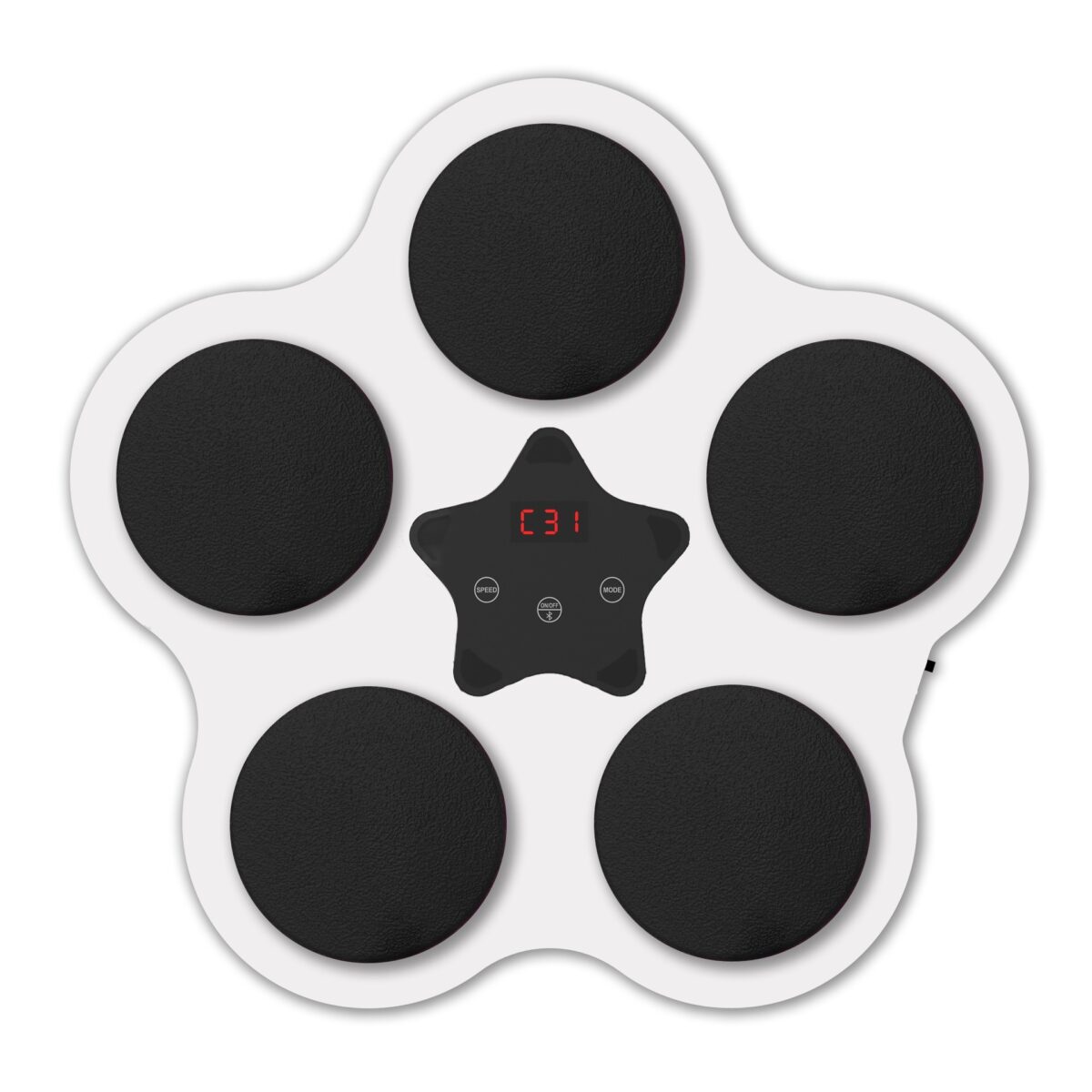 Jucarie de Boxat cu Muzica si Lumini, Embo, Bluetooth, Incarcare USB, Aplicare cu Ventuze, 5 Tinte, 40x38x8 cm, 930 g, Alb - imagine 2