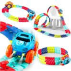 Jucarie de Constructie RollerCoaster, Embo, 184 de Piese, 44.5x36x7 cm, cu Masini, Multicolor - imagine 2