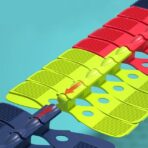 Jucarie de Constructie RollerCoaster, Embo, 184 de Piese, 44.5x36x7 cm, cu Masini, Multicolor - imagine 6