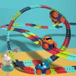 Jucarie de Constructie RollerCoaster, Embo, 184 de Piese, 44.5x36x7 cm, cu Masini, Multicolor - imagine 8