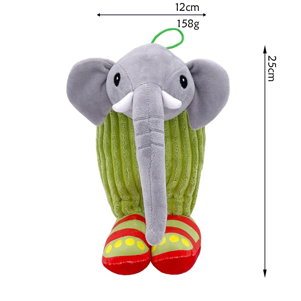 Jucarie Moale de Plus Italian Brainrot, Embo, cu Agatatoare, Model Elefant Cactus Lirili Larila, Jucarie Moale pentru Copii, 25 x 12 cm, Verde Gri - imagine 2