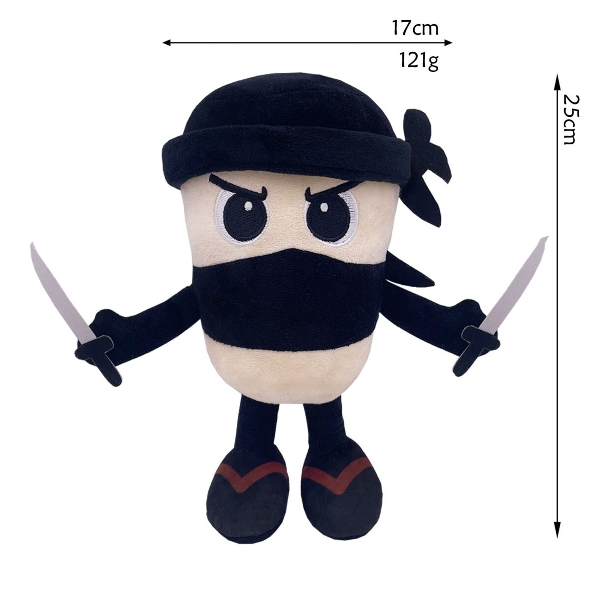 Jucarie Moale de Plus Italian Brainrot, Embo, cu Agatatoare, Model Ninjolino Tagliaspada, Jucarie Moale pentru Copii, 35 x 17 cm, Albastru inchis - imagine 2