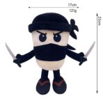 Jucarie Moale de Plus Italian Brainrot, Embo, cu Agatatoare, Model Ninjolino Tagliaspada, Jucarie Moale pentru Copii, 35 x 17 cm, Albastru inchis - imagine 2