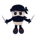 Jucarie Moale de Plus Italian Brainrot, Embo, cu Agatatoare, Model Ninjolino Tagliaspada, Jucarie Moale pentru Copii, 35 x 17 cm, Albastru inchis