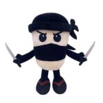 Jucarie Moale de Plus Italian Brainrot, Embo, cu Agatatoare, Model Ninjolino Tagliaspada, Jucarie Moale pentru Copii, 35 x 17 cm, Albastru inchis