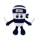 Jucarie Moale de Plus Italian Brainrot, Embo, cu Agatatoare, Model Ninja Spadellini Silenzioso, Jucarie Moale pentru Copii, 25 x 24 cm, Albastru Alb