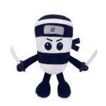 Jucarie Moale de Plus Italian Brainrot, Embo, cu Agatatoare, Model Ninja Spadellini Silenzioso, Jucarie Moale pentru Copii, 25 x 24 cm, Albastru Alb