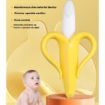 Jucarie dentitie bebelusi Embo, banana, cu manere de prindere, material silicon non-toxic, fara miros, 10.5x5.9 cm, galben - imagine 3