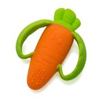 Jucarie dentitie bebelusi Embo, morcov, 10x7.5x2.8 cm, cu manere de prindere, material silicon non-toxic, fara miros, portocaliu