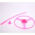 Jucarie Disc Zburator, Distractiv pentru Copii, Embo, Aruncator Manual din Plastic, cu Lumini, Roz - imagine 4