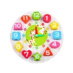 Jucarie Educativa Embo, Tip Montessori, Model Ceas Girafa, din Lemn, + 36 Luni, 12 Piese, 17 cm, Multicolor - imagine 3