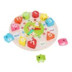 Jucarie Educativa Embo, Tip Montessori, Model Ceas Girafa, din Lemn, + 36 Luni, 12 Piese, 17 cm, Multicolor - imagine 4