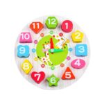 Jucarie Educativa Embo, Tip Montessori, Model Ceas Girafa, din Lemn, + 36 Luni, 12 Piese, 17 cm, Multicolor