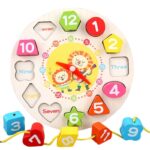 Jucarie Educativa Embo, Tip Montessori, Model Ceas Leu, din Lemn, + 36 Luni, 12 Piese, 17 cm, Multicolor