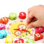 Jucarie Educativa Embo, Tip Montessori, Model Ceas Leu, din Lemn, + 36 Luni, 12 Piese, 17 cm, Multicolor - imagine 3
