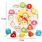 Jucarie Educativa Embo, Tip Montessori, Model Ceas Leu, din Lemn, + 36 Luni, 12 Piese, 17 cm, Multicolor - imagine 4
