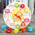 Jucarie Educativa Embo, Tip Montessori, Model Ceas Leu, din Lemn, + 36 Luni, 12 Piese, 17 cm, Multicolor - imagine 5