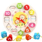 Jucarie Educativa Embo, Tip Montessori, Model Ceas Leu, din Lemn, + 36 Luni, 12 Piese, 17 cm, Multicolor - imagine 6