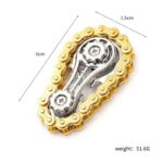 Jucarie Fidget Spinner Premium Anti Stres, Embo, Giroscop din Aliaj, Jucarie din Metal de decompresie, forma Lant de Angrenaj de Bicicleta, 6 x 3.5 cm, Auriu